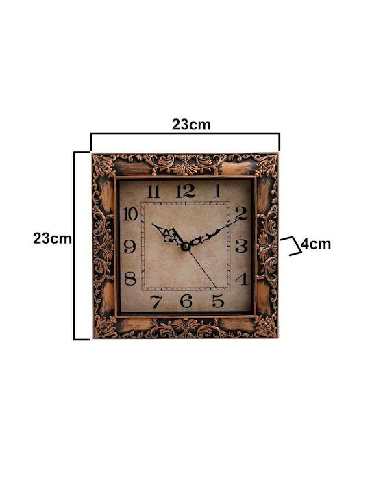 Inart Antique Wall Clock Plastic Bronze 23x23cm