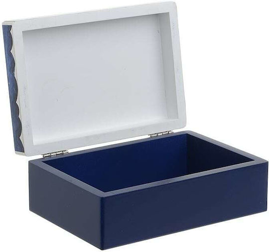 Inart Dekorative Box Hölzernes Blue/White 17x11.5x6.5cm Inart Dekorative Box Hölzernes Blue/White 17x11.5x6.5cm