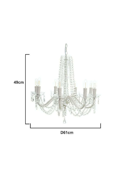 Inart Kronleuchter Ø60.5cm mit Kerzen Weiß Inart Kronleuchter Ø60.5cm mit Kerzen Weiß