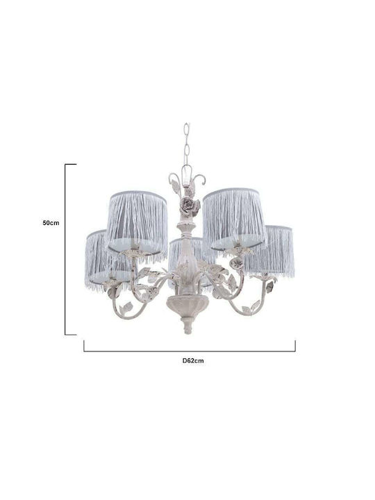 Inart Chandelier Lampshade 5xE14 Gray 62cm 3-10-876-0117