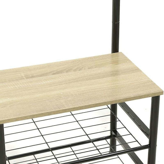 Entry Furniture with Hanger & Shoe Rack Black / Natural 60x40x175cm