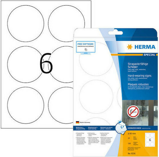 Herma 150 Самозалепващи A4 етикети Кръгли 85мм