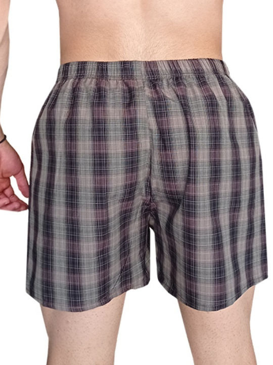 bs 9/3002 Boxer shorts Plaid 100% Greek Cotton Brown