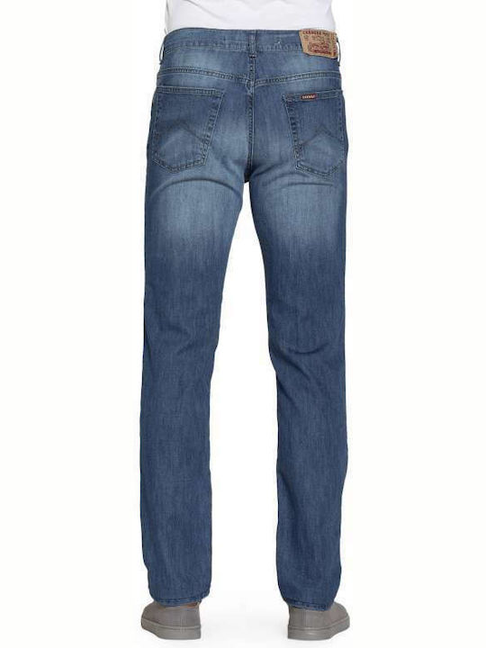 Men's Elastic Jeans Pants with Regular Straight Fit Blue