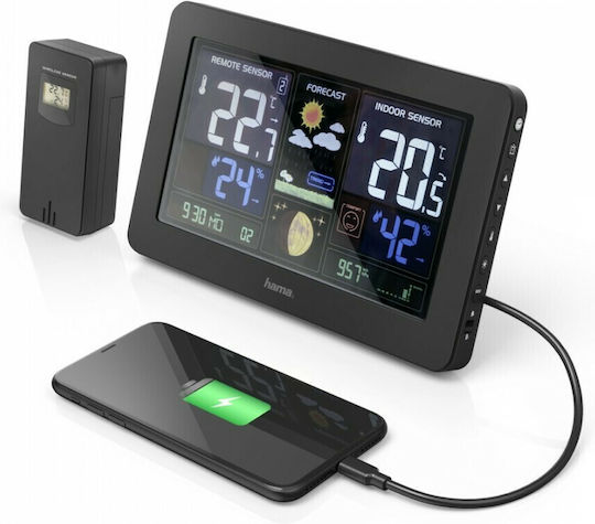 HAMA Premium Wireless Digital Weather Station Tabletop Black