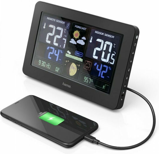 HAMA Premium Wireless Digital Weather Station Tabletop Black