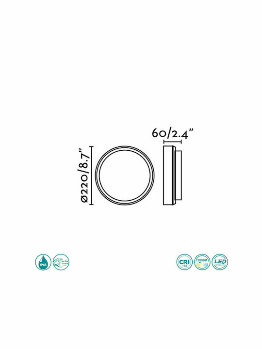 Faro Barcelona Tom Wall-Mounted Outdoor Ceiling Light LED IP65 11W with Warm White Light