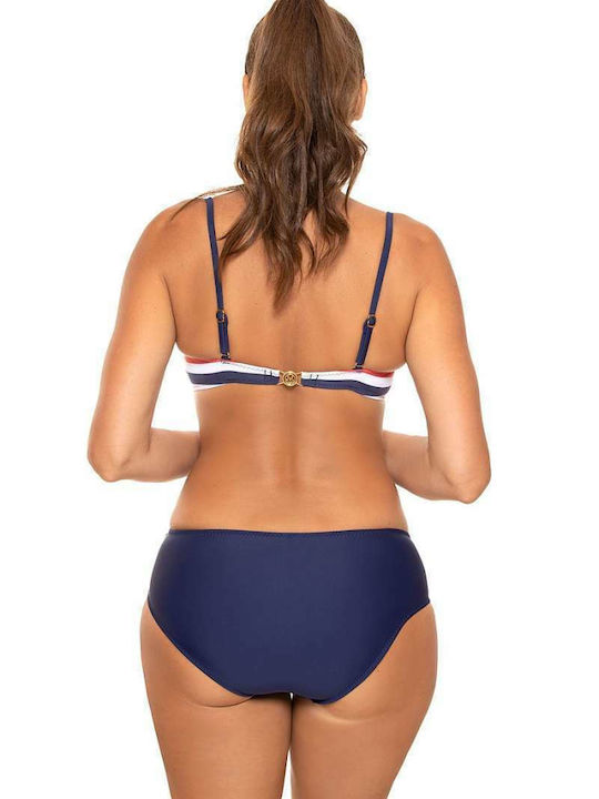 Marko Set Bikini Ριγέ Με Ενίσχυση Navy Μπλε