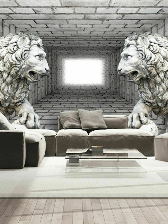 Autocolantă Fototapet de Perete 343x245cm Stone Lions Bej