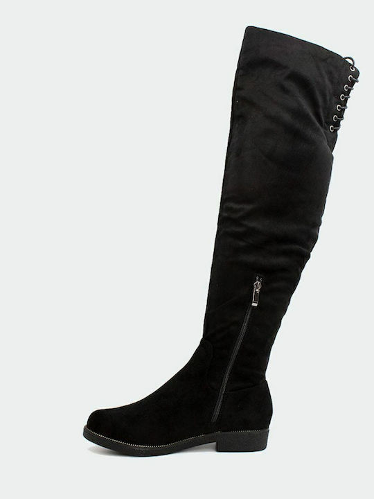 M15B272-01 Suede Γυναικείες Μπότες Μαύρες