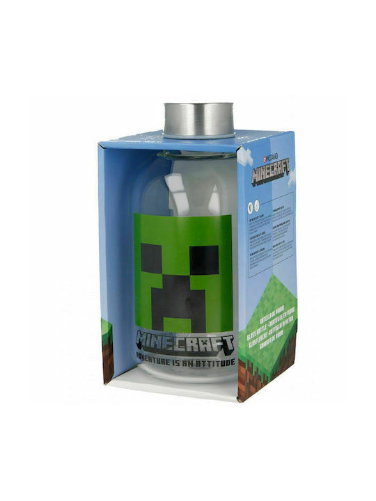 Stor Minecraft Μπουκάλι Νερού Γυάλινο με Βιδωτό Καπάκι Πράσινο 620ml