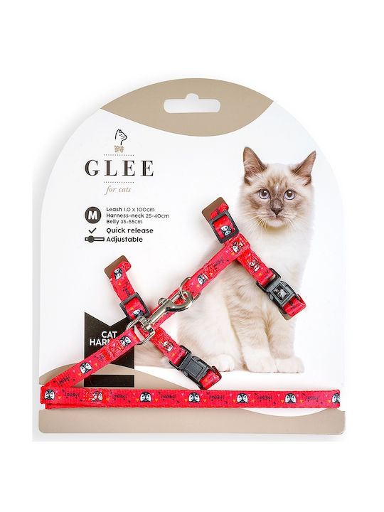 Glee Moew Σαμαράκι Γάτας με Οδηγό Κόκκινο 10mm x 35 - 55cm