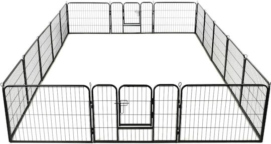 vidaXL Metal Dog Park with 16 Panels 60x80cm Black