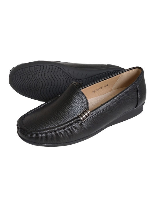 Antrin Leather Women's Moccasins in Black Color