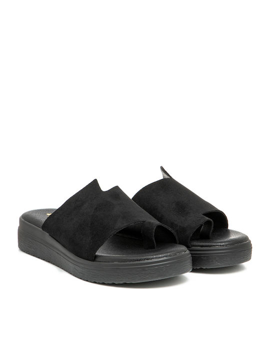 Flache Sandalen für Damen Anatomisch in Schwarz Farbe