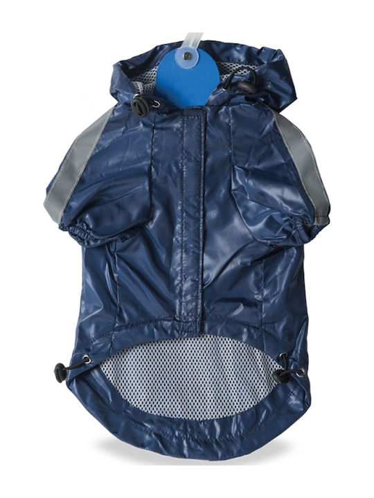 Vitakraft Waterproof with Reflective Strips Blue Waterproof Dog Coat with Hood with 30cm Back Length