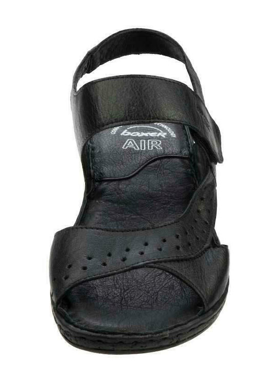 Leather Women's Flat Sandals Anatomic in Black Color