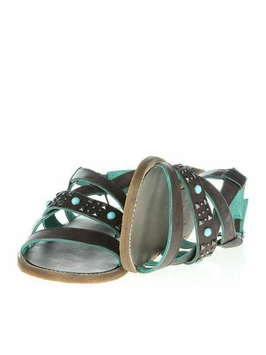 Lola Leder Flache Sandalen für Damen in Braun Farbe