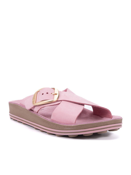 Misty Leather Women's Flat Sandals Anatomic Flatforms in Pink Color
