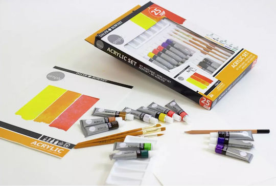 Daler Rowney Painting Set Acrylic Tempera Paint Set 12x12ml 31x23cm 25pcs