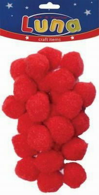 Luna Red Craft Pom Pom Set of 25pcs