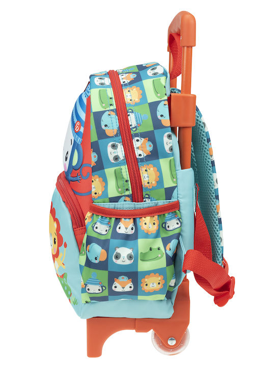 Fisher Price Mini Monkey Mini Monkey Ghiozdan Școlar Troler Grădinița Roșu cu Husă pentru Sticlă de Apă 12 Litri