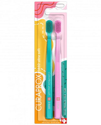 Curaprox CS 5460 Duo Manual Toothbrush Different Days Ultra Soft Veraman / Pink 2pcs