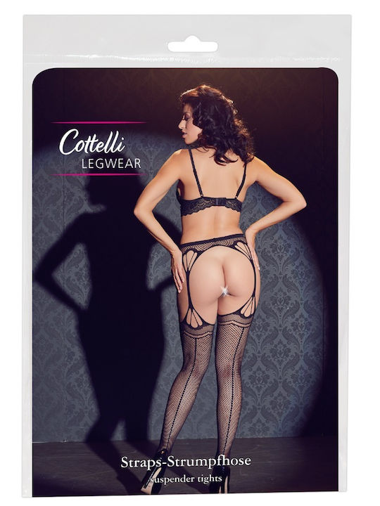 Cottelli Collection Fishnet Strappy Suspender Tights Sexy Tights White