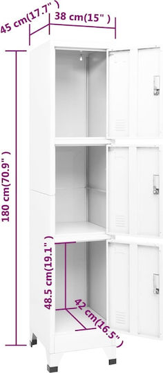 Шкаф Метал с 3 шкафчета White 38x45x180бр