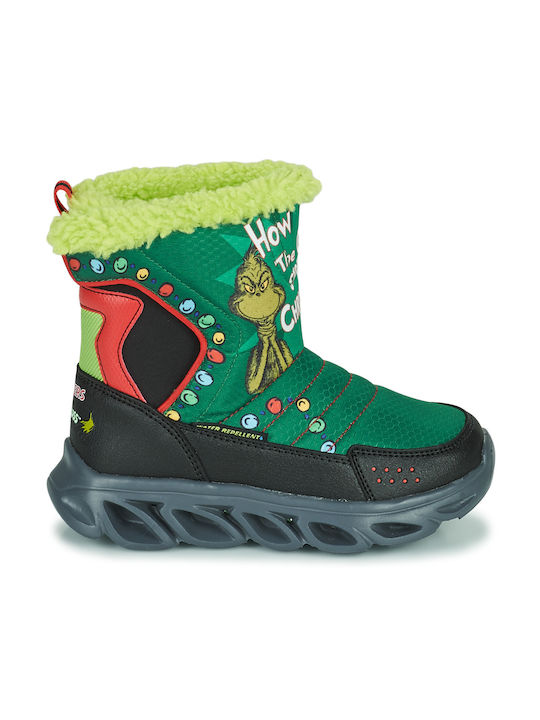 Skechers Kids Snow Boots with Hoop & Loop Closure Green