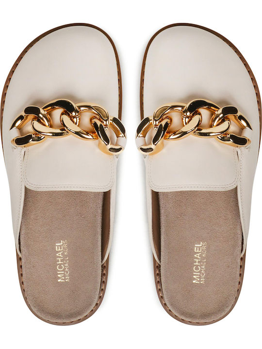 Scarlett Flat Δερμάτινα Mules σε Μπεζ Χρώμα