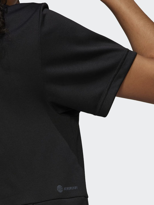 AEROREADY Studio Γυναικείο Crop Top Κοντομάνικο Μαύρο