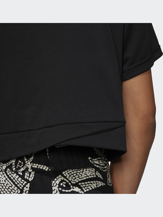 AEROREADY Studio Γυναικείο Crop Top Κοντομάνικο Μαύρο