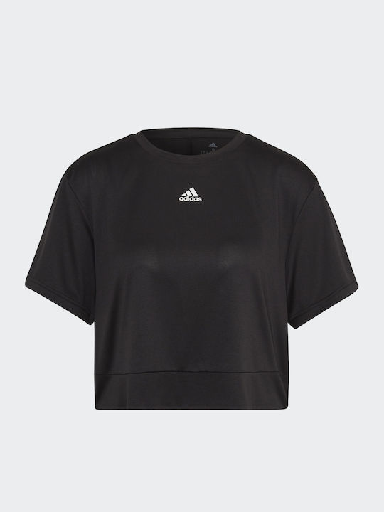 AEROREADY Studio Γυναικείο Crop Top Κοντομάνικο Μαύρο