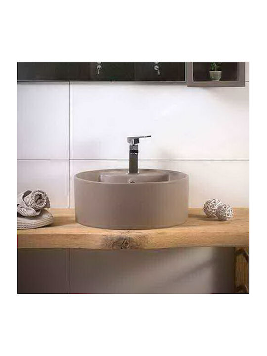 Adamidis Zero 44 Deasupra Blatului Chiuvetă Porțelan 44x44x18cm Tabacco
