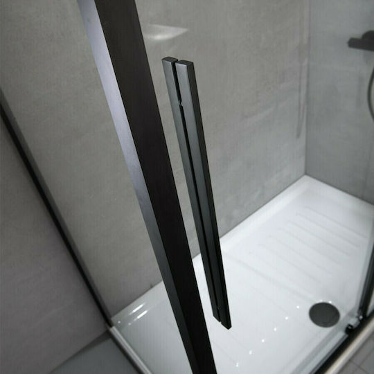 Devon Flow Corner Entry Καμπίνα Ντουζιέρας με Συρόμενη Πόρτα 100x70x195cm Clean Glass Black Matt