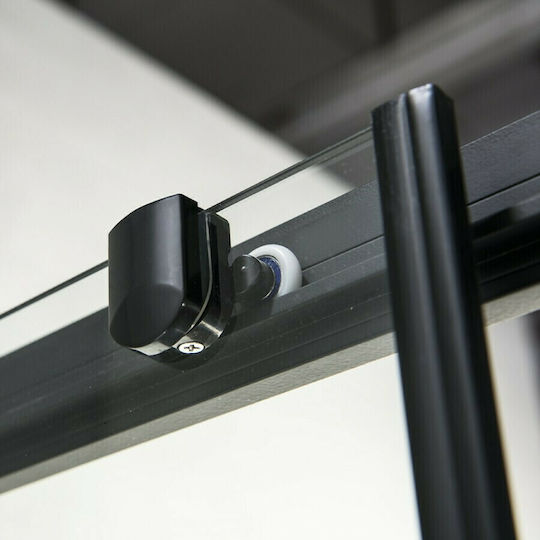 Devon Flow Corner Entry Cabin for Shower with Sliding Door 100x70x195cm Clean Glass Black Matt