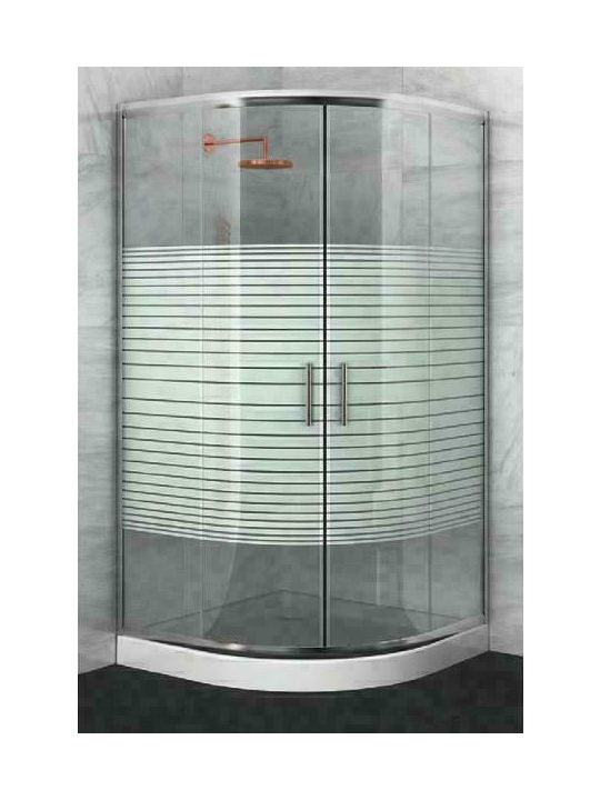 Orabella Signe Angolo Cabin for Shower Semi-circular with Sliding Door 80x80x180cm Serigrafato