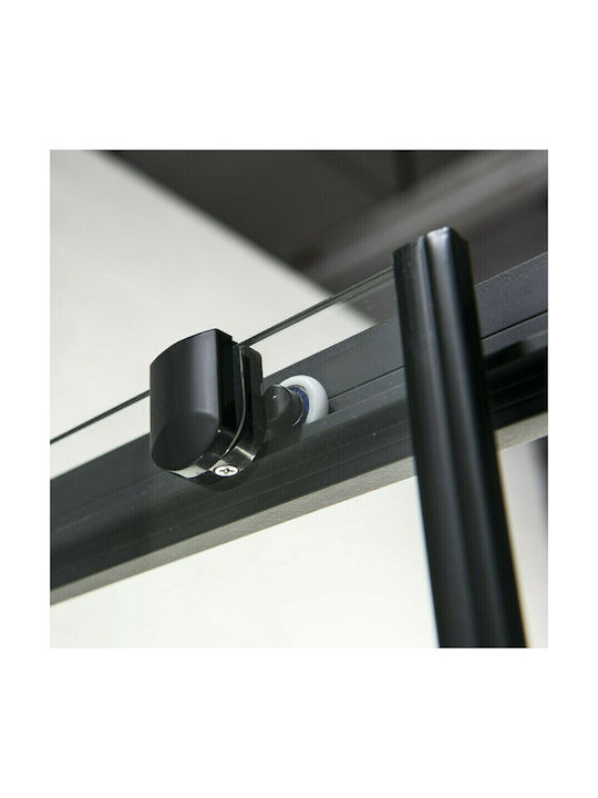 Devon Flow Corner Entry Kabine für Dusche mit Schieben Tür 110x70x195cm Sauberes Glas Schwarz Matt