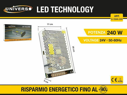 Universo Illuminazione LED Power Supply Power 240W with Output Voltage 24V
