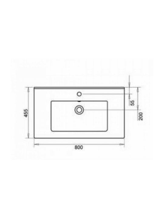 Tema Drop-In Porcelain Bathroom Sink 100x45x20.5cm White
