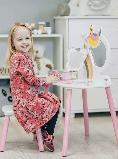 Unicorn Kids Table Set with Chairs Made of Wooden Multicolour FreeOn