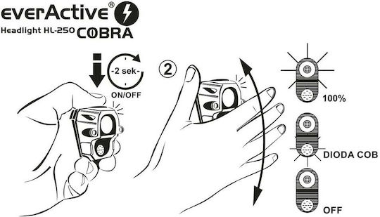 everActive Φακός Κεφαλής LED IPX4 με Μέγιστη Φωτεινότητα 200lm Cobra HL-250