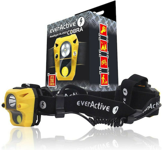 everActive Φακός Κεφαλής LED IPX4 με Μέγιστη Φωτεινότητα 200lm Cobra HL-250