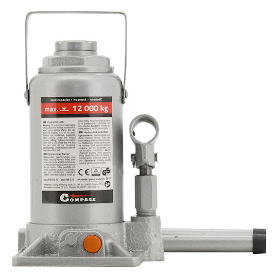 Compass Hydraulic Bottle Jack with Lifting Capacity up to 39.5cm and Weight Capacity up to 12 Tons