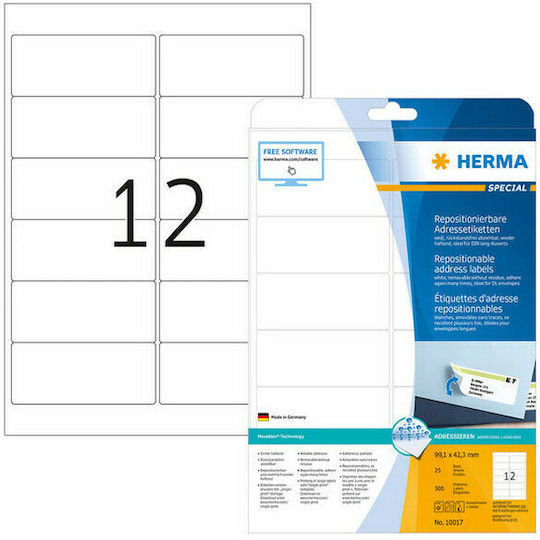 Herma 300 Self-Adhesive Rectangular A4 Labels 99.1x42.3mm