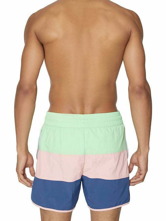 Diesel Men's Swimwear Shorts Green/Pink/Blue Striped