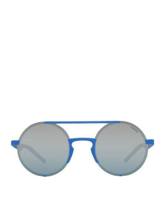Polaroid Women's Sunglasses with Blue Metal Frame and Gray Polarized Lens PLD6016/S ZDI/PW