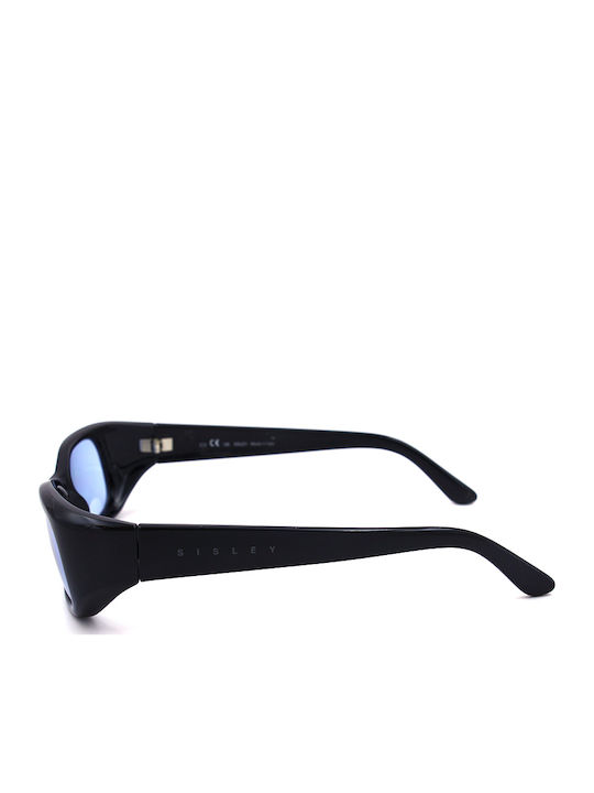 Sisley Men's Sunglasses with Black Plastic Frame and Blue Lens