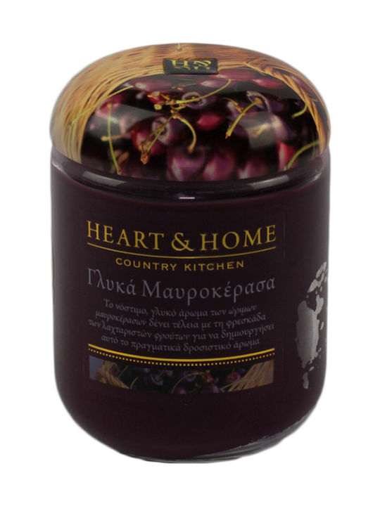 Heart & Home Lumânare Aromată de Soia Borcan cu Aromă Dulciuri de cireșe negre Violet 340gr 1buc